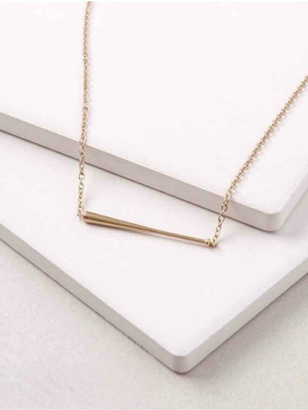 Plunder Gold Plated Baseball Bat Pendant Necklace Sleek Minimalist Pendant 18”
